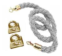 Wall Mounted 9.8ft Twisted Rope Barrier - Gray Hanging Queue Divider with Hooks, Hemp Rope for Crowd Control, Event Management, and VIP Access