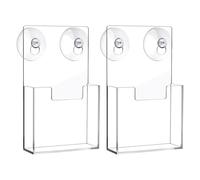 Wall Mounted Acrylic Brochure Holder - 2 Pack Clear Suction Cup Stand, Tri-Fold Flyer Marketing Display | Office Retail Store , Brochure Stickers, Literature Stand