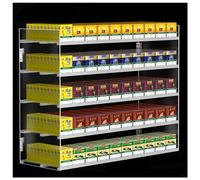 Wall-Mounted Acrylic Cigarette Display Holder - 5 Layer, 10 Column Retail Pusher Shelves for Convenience Stores & Tobacco Shops - Durable, Space-Saving, Easy Access