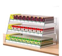 Wall Mounted Acrylic Cigarette Display Shelves, 3-Tier Tobacco Showcase Rack with Automatic Pusher Tray, Desktop Retail Organizer for 338 Packs, Perfect for Stores and Shops