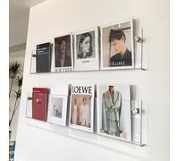 Wall-Mounted Acrylic Magazine Holder - 2-Piece Brochure Display Stand for Home Office, Clear with Connectors, Stylish Magazine Rack for Easy Access and Storage