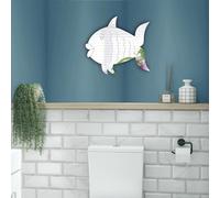 Wall Mounted Acrylic Mirror: Strong, Lightweight, Easy to Stick, Frameless, Fish Shaped, Size: 45cm