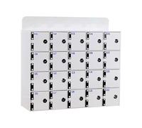 Wall Mounted Acrylic Phone Holder with Lock & Keys Secure Storage Solution for Office & School Durable White & Blue Design Perfect for Organizing Devices