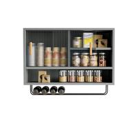 Wall-Mounted Acrylic Sliding Door Cabinet, Kitchen Storage Shelf & Display Organizer for Living Room, Dining Room, Bathroom - Stylish Gray 100x50x28cm