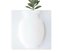 Wall Mounted Adhesive Flower Base: Transparent, Peel and Reusable Holder | Creative Modern Bouquet Container, Vertical Window Display, DEC Adhesive Flower Ornaments