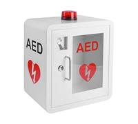 Wall-Mounted AED Cabinet, Metal Defibrillator Storage Box with Alarm and Warning Light for Emergency Preparedness in Home, Office, and Public Spaces