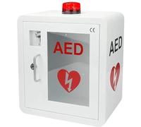 Wall-Mounted AED Cabinet with Alarm & Light, Stainless Steel, Secure Display for Theft Protection, Ideal for Offices and Public Spaces, Easy Installation