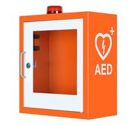Wall Mounted AED Defibrillator Cabinet Fits All Brands of AED, Metal Steel Plate with Alarm Light, Anti-theft Locks And Keys for Home, OfficeOrange,One Size