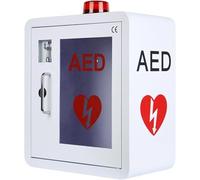 Wall Mounted AED Defibrillator Cabinet with Alarm and Key, Rounded Corner Design for Emergency Use in Homes, Nursing Facilities, Buses, and Public Areas