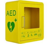 Wall Mounted AED Defibrillator Cabinet with Transparent Glass Window, Alarm Box and Rounded Corner Design for Home, Office, and Public Safety