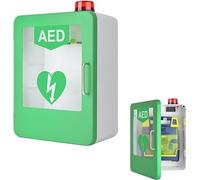 Wall-Mounted AED Defibrillator Storage Cabinet with Alarm, Plastic First Aid Box, Adjustable Partitions, Double Switch Control, Fits Most AED Models