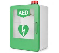 Wall-Mounted AED Storage Cabinet with Alarm and Strobe Light | Keyed cabinet includes a 9V battery, 85-120 dBA alarm and four rear mounting holes for public locations.