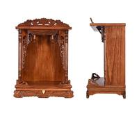 Wall Mounted Altar Cabinet - Solid Wood Buddha Shelf Niche with Pull-Out Storage Panel for Home and Temple Shrine