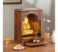 Wall Mounted Altar for Religious Decor, Meditation Shrine, and Buddha Statue Display