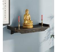 Wall-mounted Altar Frame,Buddhist Altar Wall,altar Stand,wooden Altar Table With Drawers,suitable For Home Worship,for Venerating Guan Yu,Guanyin,Buddha Statues(A,L)