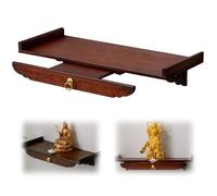 Wall-Mounted Altar Table with Retractable Shelves, Bamboo Shrine Stand for Home Worship and Meditation