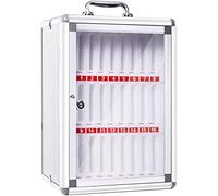 Wall-Mounted Aluminum Alloy Cell Phone Storage Cabinet, Clear Lockbox Holder, Portable Safe with Lock, Ideal for Offices & Public Spaces (Silver-24)