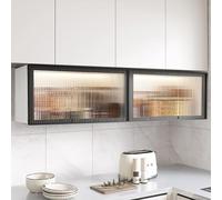 Wall-Mounted Aluminum Alloy Storage Cabinet with Glass Door - Multi-Functional for Kitchen Bathroom & Living Room - Integrated LED Light - Perfect Over-Toilet Storage Solution