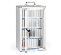 Wall-Mounted Aluminum Storage Cabinet with 60 Slots for Phones Perfect for School Office Dinner Time and Bedtime - Sleek Silver Design for nizing Essentials