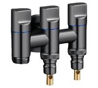 Wall Mounted Angle Valve One in Three Out G1/2 Angle Valve Three Control Four Way Washing Machine Water Inlet Faucet 2 Stop Valves Gray