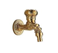 Wall Mounted Antique Brass Faucet for Bathroom Mop Pool Taps and Bidet Single Hole Outdoor Garden Dragon Carved Tap Brass Garden Tap(Polished Golden A)