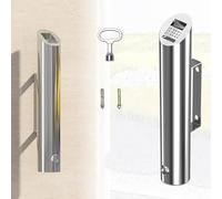 Wall Mounted Ashtray Cigarette Ash Bin, Lockable Stainless Steel Waste Container for Outdoor, Rainproof Rubbish Stand with Key