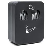Wall Mounted Ashtray Large | Lockable Cigarette Bin Outdoor & Indoor | Black Powder Coated Smoking Bin for Offices, Restaurants, & Homes | Ash Trays with Luminous Cigarette Sign