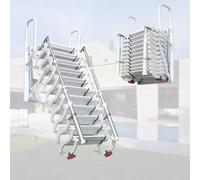 Wall Mounted Attic Ladder, Pull Down Loft Stairs for Indoor, 12 Steps Retractable Home Attic Stairs, Folding Loft Staircase, Loft Ladder with Armrests Outdoor, Non slip (white, 12 steps)