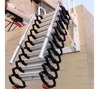 Wall Mounted Attic Ladder Pull Down System, Retractable Egress Escape Ladder for Basements and Warehouses