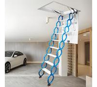Wall Mounted Attic Ladder, Retractable Collapsible Stairs with Pulldown System, Heavy Duty Steel Alloy Loft Ladder for Easy Access to Loft, Garage, Living Room