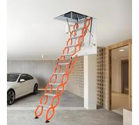 Wall Mounted Attic Ladder, Retractable Collapsible Stairs with Pulldown System, Heavy Duty Steel Alloy Loft Ladder for Easy Access to Loft, Garage, Living Room