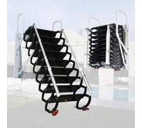 Wall Mounted Attic Ladder with Folding Pull Down Design, Retractable Staircase Featuring 2 Handrails and Non-slip Treads, Ideal for Safe and Easy Access to Indoor Outdoor Attic Spaces