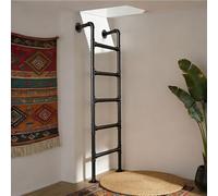 Wall Mounted Attic LadderEgress Metal Loft Ladder for Basement & Window Well Black Wrought Iron Climbing Stairs for Home Dorms & Entrances (125cm/49in)