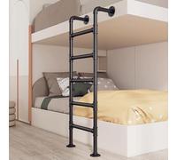 Wall Mounted Attic Loft Ladder Black Wrought Iron Industrial Pipe Step Ladder for Bunk Beds & Basements Durable Climbing Ladder for Window Well Egress (47in/120cm)