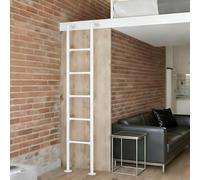 Wall Mounted Attic Loft Ladder Wall/Floor Mounted Metal Step Ladder for Home Loft, Basement Window Well Egress & Fire Emergency Escape Ladder, Attic Climbing Ladders for Apartments, White(250cm/98in)