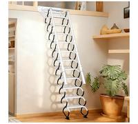 Wall-Mounted Attic Stair, Folding Loft Ladder Stairs, Extension Loft Ladder with 2 Handrails, Suitable for Height of 2.19 to 2.28 m, 300KG Capacity, for Indoor, Storehouse, Basement, Garage (9 Steps)