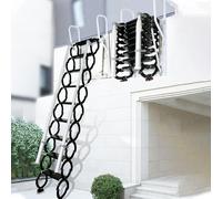 Wall-mounted Attic Stairs, Folding Loft Staircase, Telescopic Ladder With Handrails, 12 Steps Pull Down Stairs, For Home Indoor Outdoor Attic Steps (Black, 2.7-3.2m)