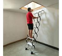 Wall Mounted Attic Stairs, Indoor Pull Down Ladder with Non-skid Treads, Steel Folding Loft Ladder for Garage, Basement, Storehouse, 661lb Load