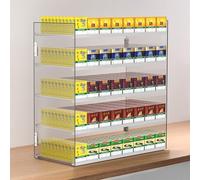 Wall-Mounted Automatic Cigarette Display Holder - 5-Layer, 15-Column Retail Showcase Pusher Tray for Malls & Stores - Perfect for Cigarette Merchants & Dealers