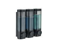 Wall-mounted automatic soap dispenser for Shampoo, hand Soap, Toothpaste, and Liquid, 300ml X 3, Plastic, Suitable for Bathroom, Kitchen, Hotel (Black)