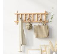 Wall-Mounted Bamboo Coat Rack, Modern Anti-Rust Design with 6 Hooks, Stylish Entryway Clothes Hanger for Coats, Jackets, and Accessories