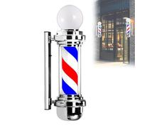 Wall Mounted Barbershop Rotating Light, 27'' LED Barber Pole Strips Lamp, Waterproof Hair Salon Sign Light Box silver