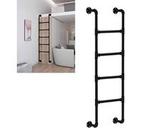 Wall Mounted Basement Window Well Egress Ladder, Black Wrought Iron Attic Bunk Bed Ladder, Metal Step Ladders For Loft Climbing Ladders For High Bed Outside Deck RV Apartments, Loads 330lbs(185cm/73in