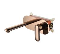 Wall-Mounted Basin Faucet Concealed Hot Cold Water All-Copper Brushed Gold for Modern Bathroom Sinks