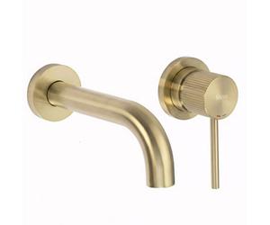 Wall Mounted Basin Faucet Rea Lungo Stripe + Boxbrush Gold