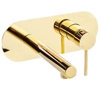 Beliani Wall Mounted Basin Mixer Tap Clavijo Brass Gold