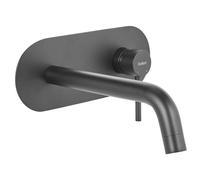 Beliani Wall Mounted Basin Mixer Tap Guaiba Brass Black, Black