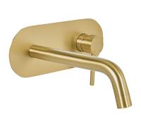 Beliani Wall Mounted Basin Mixer Tap Guaiba Brass Gold, Gold