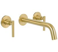Beliani Wall Mounted Basin Mixer Tap Ishinca Brass Gold