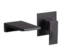 Beliani Wall Mounted Basin Mixer Tap Karuay Brass Black, Black